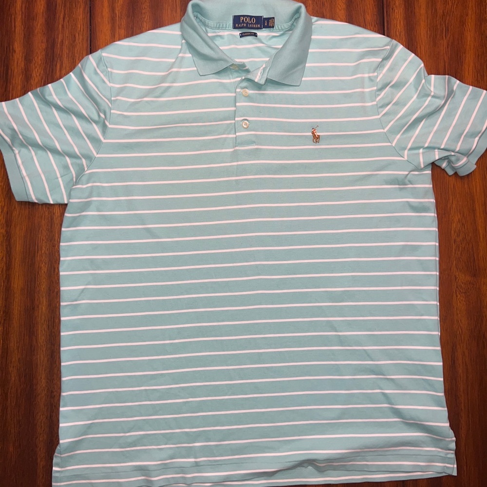 Polo Ralph Lauren Cotton Stripe Classic Fit Polo Shirt Size L